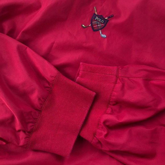 POLO Golf Ralph Lauren Vintage Red V Neck Golf Pull Over Windshirt - Sz LARGE - Picture 13 of 14